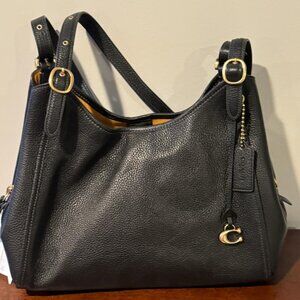 COACH Bella Medium Leather Shoulder Brass Black